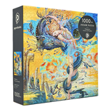 Jigsaw puzzle box with fantasy design featuring a mermaid and sea creatures on a yellow background.