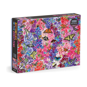 Galison Puzzles - Butterflies In The Sweet Peas 1000 Piece Puzzle - The Puzzle Nerds  