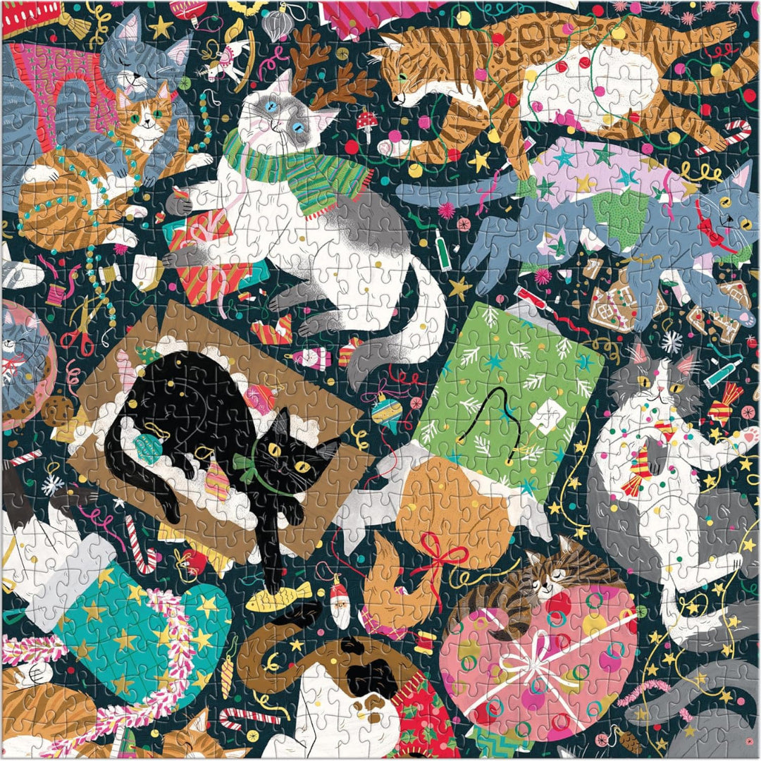 Christmas cat puzzle image of cats at Christmas