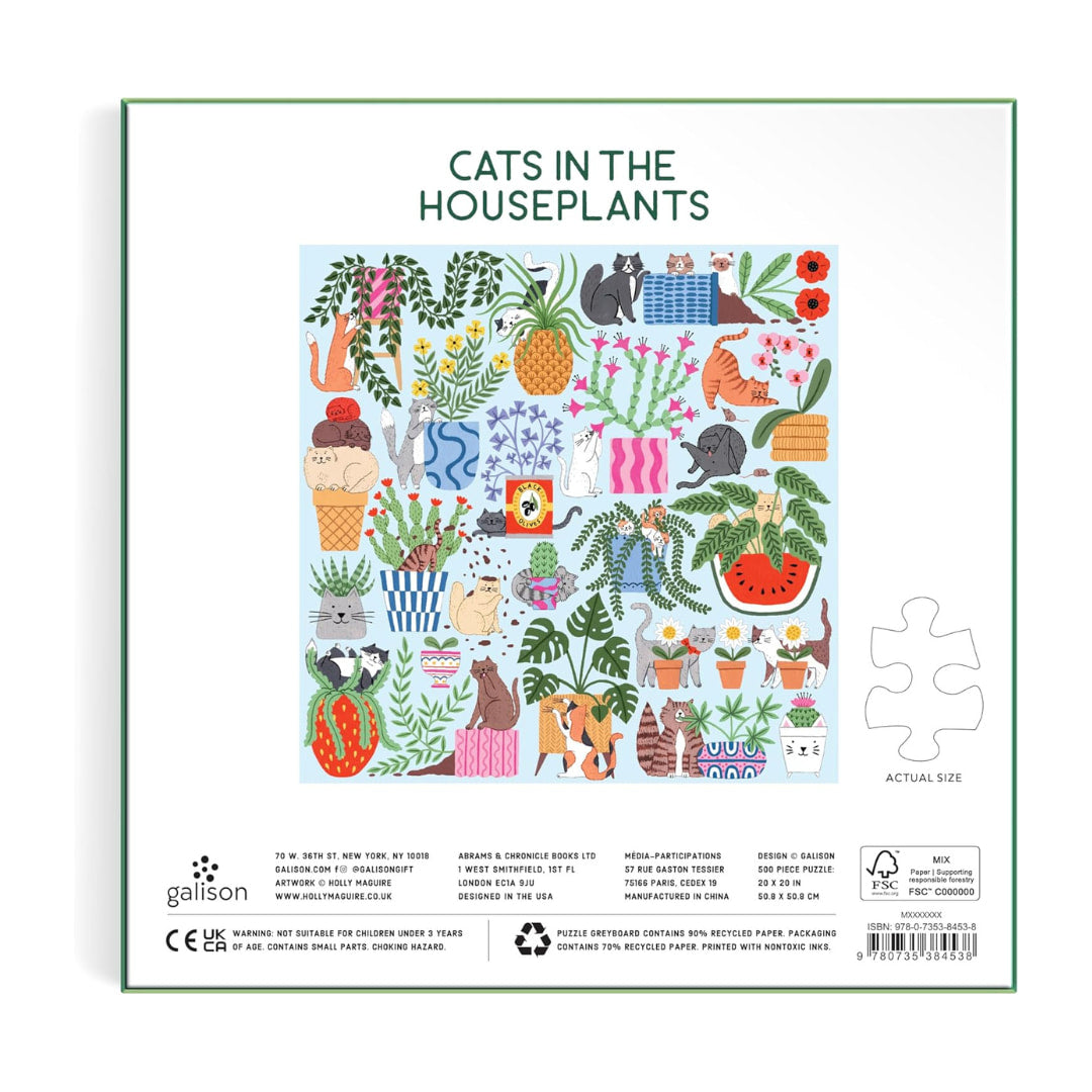 Galison Puzzles - Cats In The Houseplants 500 Piece Puzzle  - The Puzzle Nerds