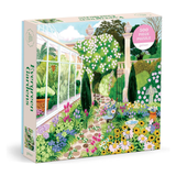 Garden-themed puzzle box with colorful garden illustration on a white background