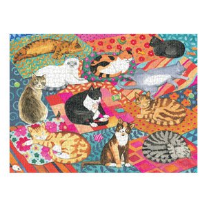 Galison Puzzles - Lounging Cats 1000 Piece Puzzle - The Puzzle Nerds  