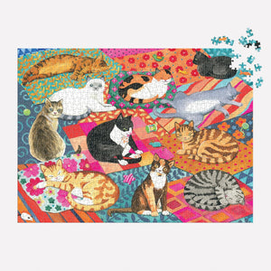 Galison Puzzles - Lounging Cats 1000 Piece Puzzle - The Puzzle Nerds  