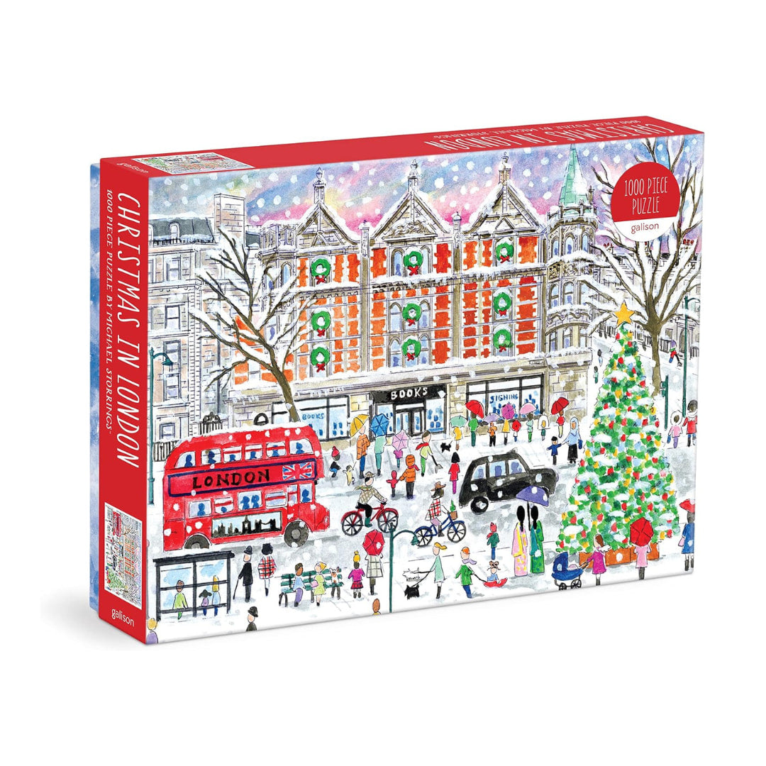 Galison Puzzles - Michael Storrings Christmas in London 1000 Piece Jigsaw Puzzle - The Puzzle Nerds  