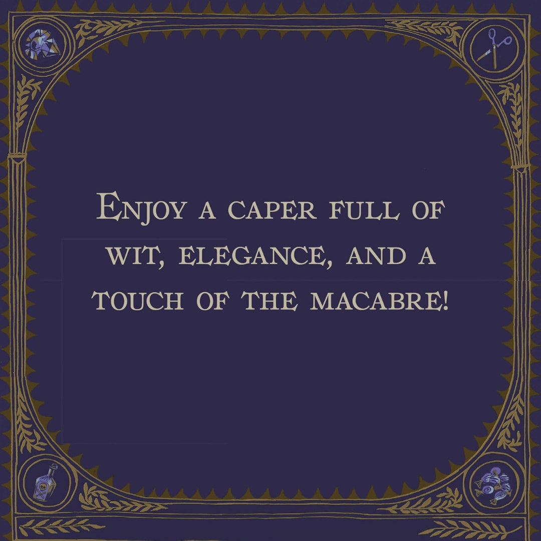 Decorative text on a dark blue background with gold accents