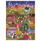 Joy Laforme Spooky Village 1000 Piece Puzzle features an adorably ghostly village on a spooky Halloween night