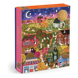 Joy Laforme Spooky Village 1000 Piece Puzzle box features an adorably ghostly village on a spooky Halloween night