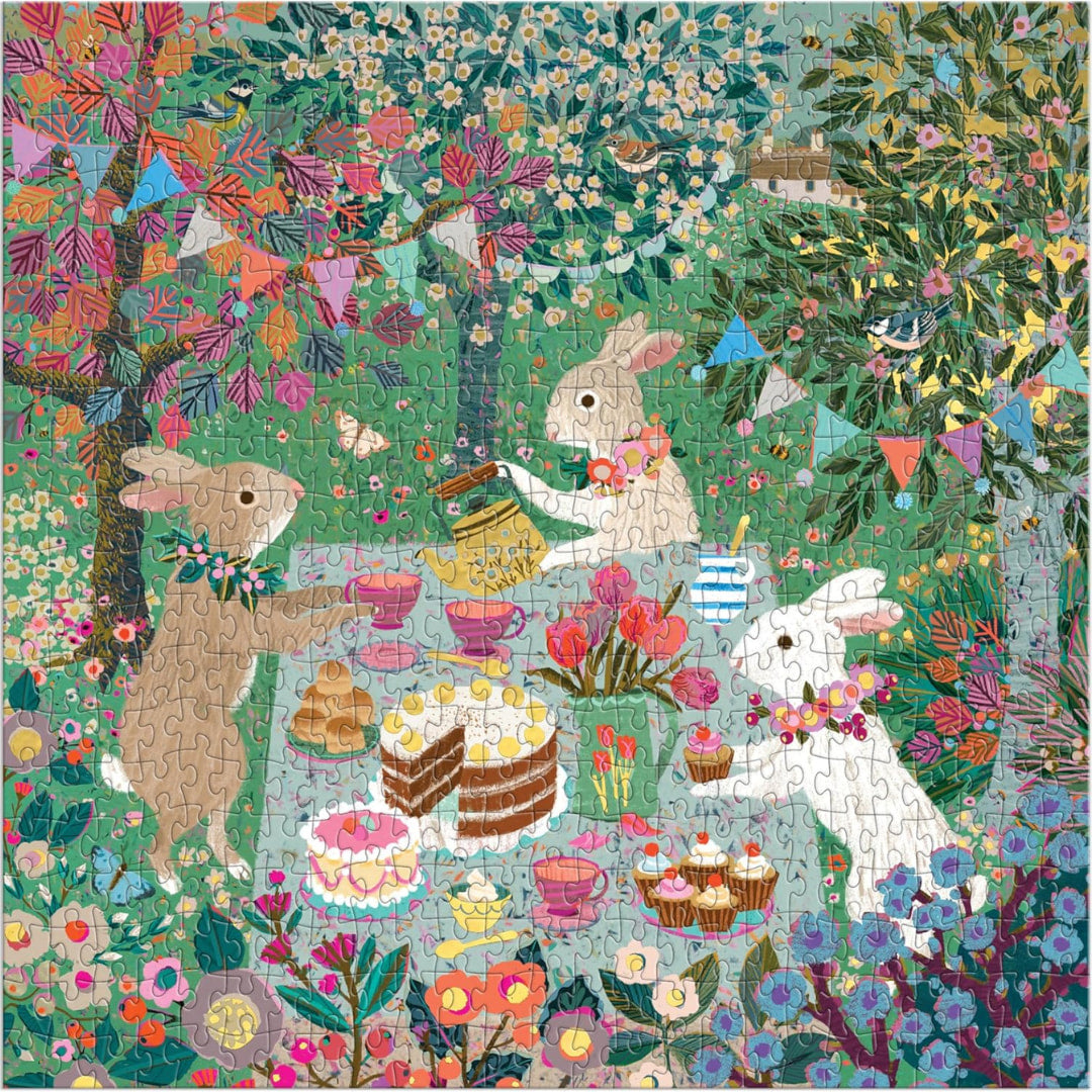 Galison Puzzles - Spring Tea Party 500 Piece Foil Puzzle - The Puzzle Nerds 