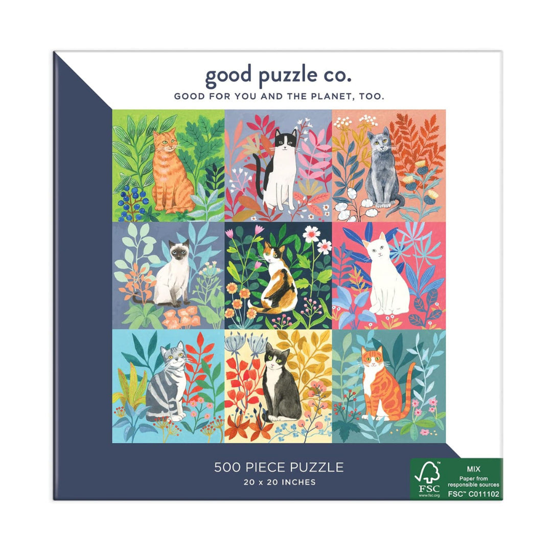 Good Puzzle Co. - Cats And Flowers 500 Piece Puzzle - The Puzzle Nerds  