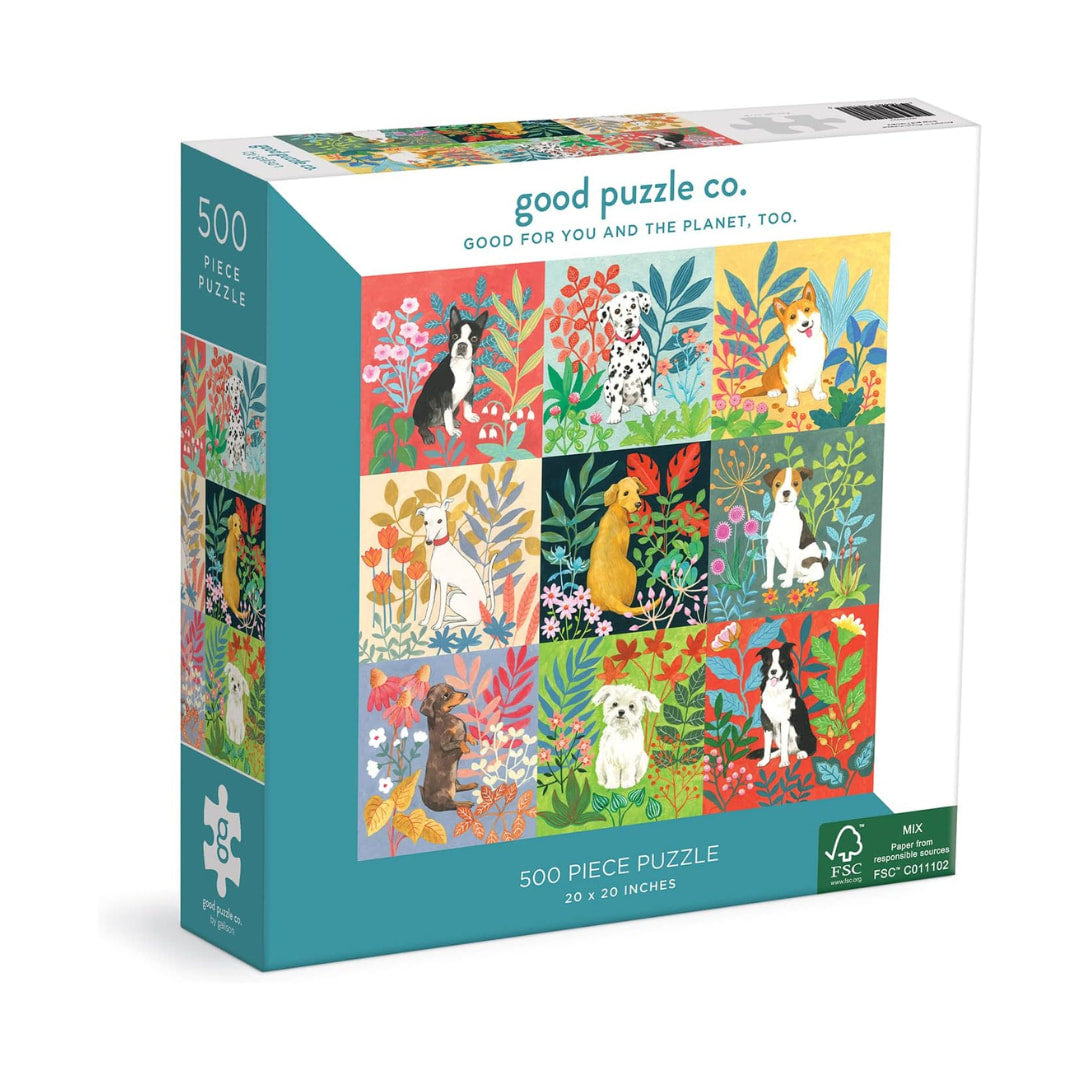 Good Puzzle Co. - Dogs And Flowers 500 Piece Puzzle - The Puzzle Nerds  