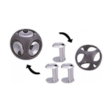 Gray and silver dice-like objects with a white background