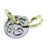 Metallic padlock with gold accents on a white background