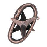 Bronze metal hand puzzle with star design on a white background