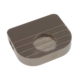 Metallic component with a circular hole on a white background