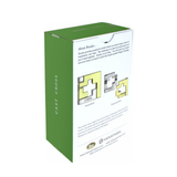 Green and white box with puzzle images on a white background