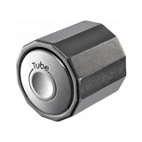 Metal cylinder hand puzzle with 'Tube' branding on a white background
