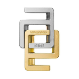 Gold and silver hand puzzle on a white background