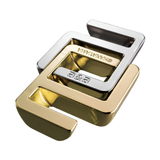 Gold and silver hand puzzle on a white background