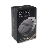 Black box packaging of a padlock with 'HUZZLE' branding on a white background