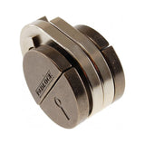 Metallic padlock puzzle on a white background