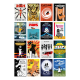 Collection of various cat-themed posters arranged in a grid on a white background.