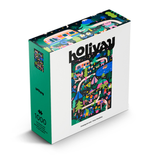 Jigsaw puzzle box with colorful design and 'holiyay' branding on a white background