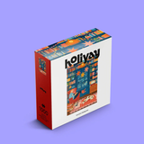 Colorful puzzle box with 'holiyay' branding on a purple background