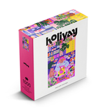 Colorful puzzle box with 'holiyay' branding on a white background