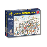 Jigsaw puzzle box featuring Jan van Haasteren design on a white background