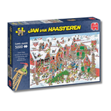 Jigsaw puzzle box featuring a colorful village scene with 'Jan van Haasteren' branding.