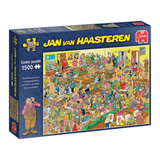 Jigsaw puzzle box featuring a colorful illustration with 'Jan van Haasteren' branding on a white background.