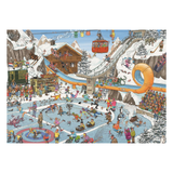 Jumbo brand puzzle showing cartoon charracters having fun in winter 