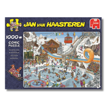 Jumbo brand puzzle showing cartoon charracters having fun in winter 