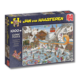 Jumbo brand puzzle showing cartoon charracters having fun in winter 