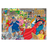 Wasgij 41 cartoon drawing of a garage sale 