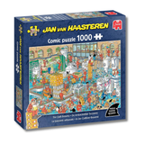 Jan van Haasteren puzzle box with colorful illustration on a white background