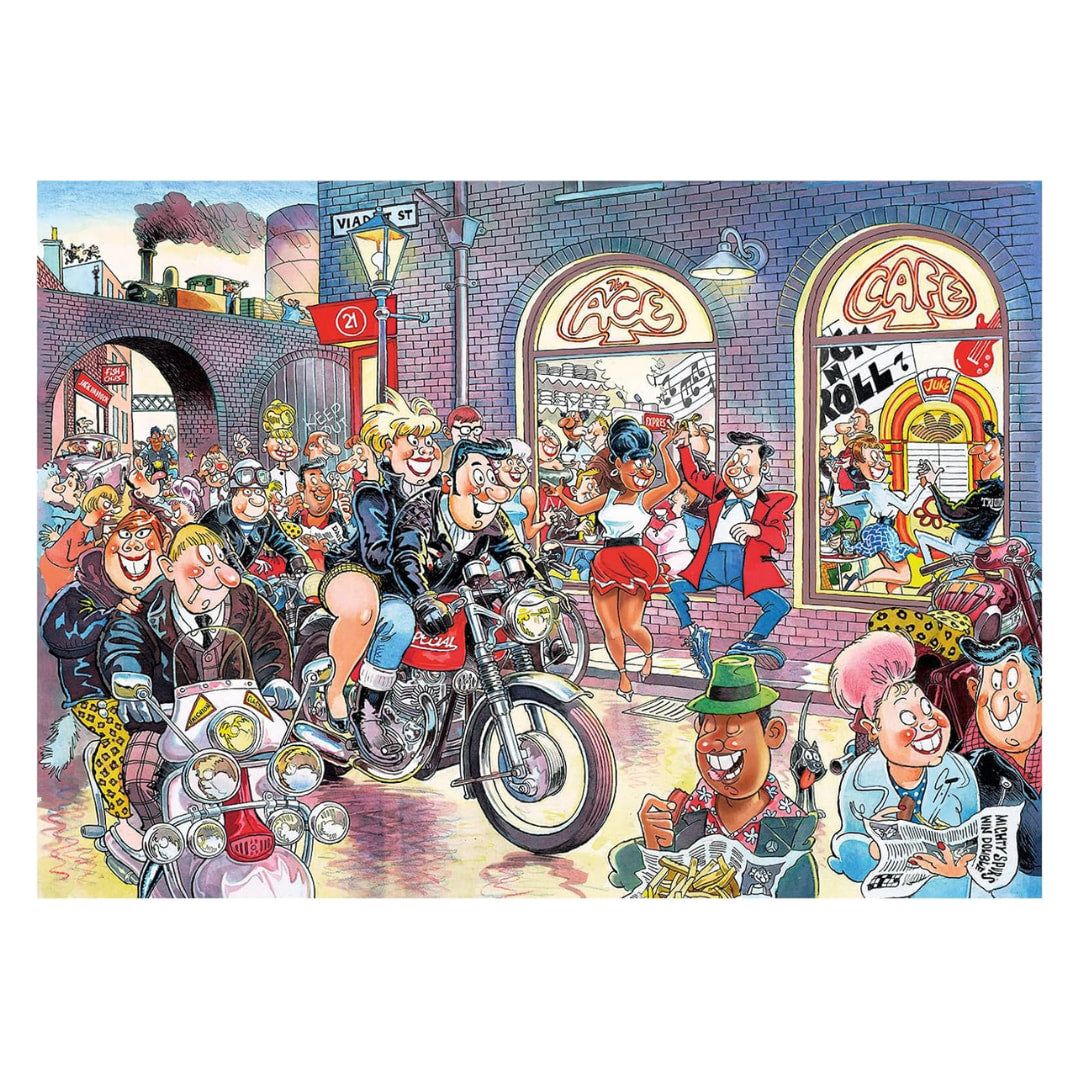 Jumbo Puzzles - Wasgij Destiny Retro 7 Rock Around The Clock! 1000 Piece Puzzle - The Puzzle Nerds  