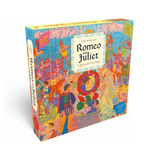 The World of Romeo and Juliet square puzzle by Anna Hagg, featuring a highly detailed, colorful illustration of the Romeo and Juliet story on the box, set against a plain white background.