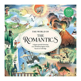 A detailed illustration of scenes from Romantic literature and lore. Packed with real people and fictional characters to seek and find