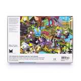 Surrealistic puzzle box with colorful artwork on a white background