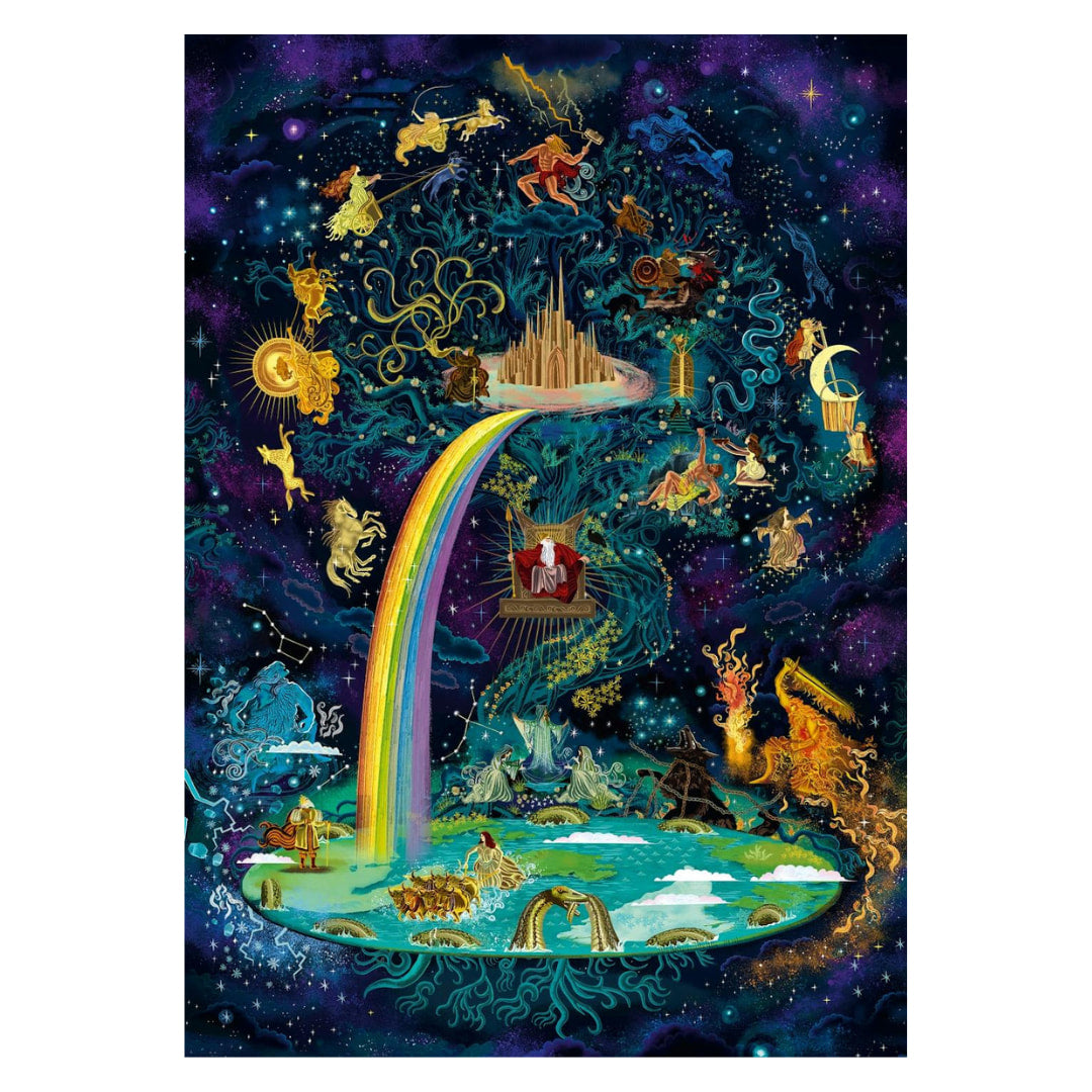 Jigsaw puzzle box featuring Norse Mythology characters 