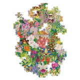 Colorful puzzle with floral design on a white background