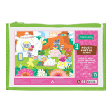 Mudpuppy pouch puzzle packaging with colorful illustration of a tea party scene.