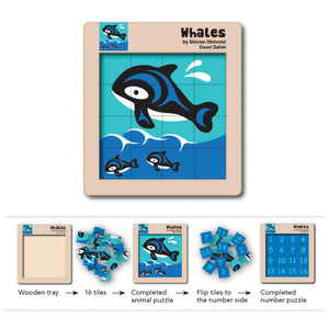 Native North West - Double-Sided Wooden Tile Puzzle - Whales - The Puzzle Nerds 