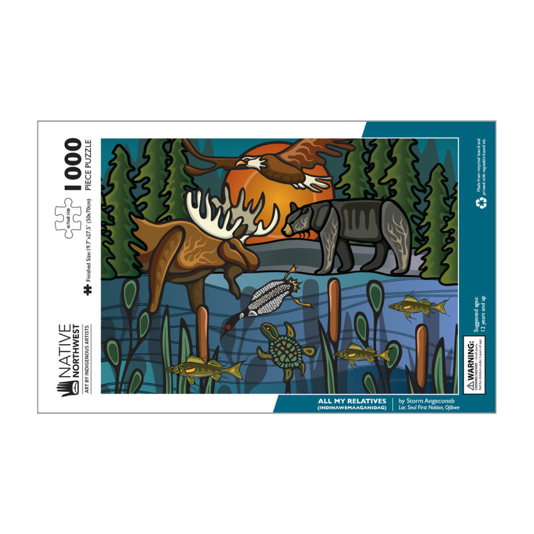 Native North West Puzzles - All My Relatives (Indinawemaaganidag) 1000 Piece Puzzle  - The Puzzle Nerds 