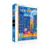 A boxed jigsaw puzzle titled "After the Comeback" featuring an illustrated New Yorker cover scene. The package is shown standing upright on a clean white background, with the front and spine visible.
