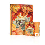 The New Yorker magazine cover with autumn theme and puzzle box on a white background