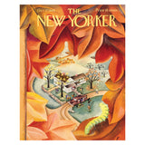 Cover of 'The New Yorker' magazine from October 17, 1942 with a colorful illustration of a house and trees.