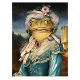 An illustration of a frog dressed as a southern belle