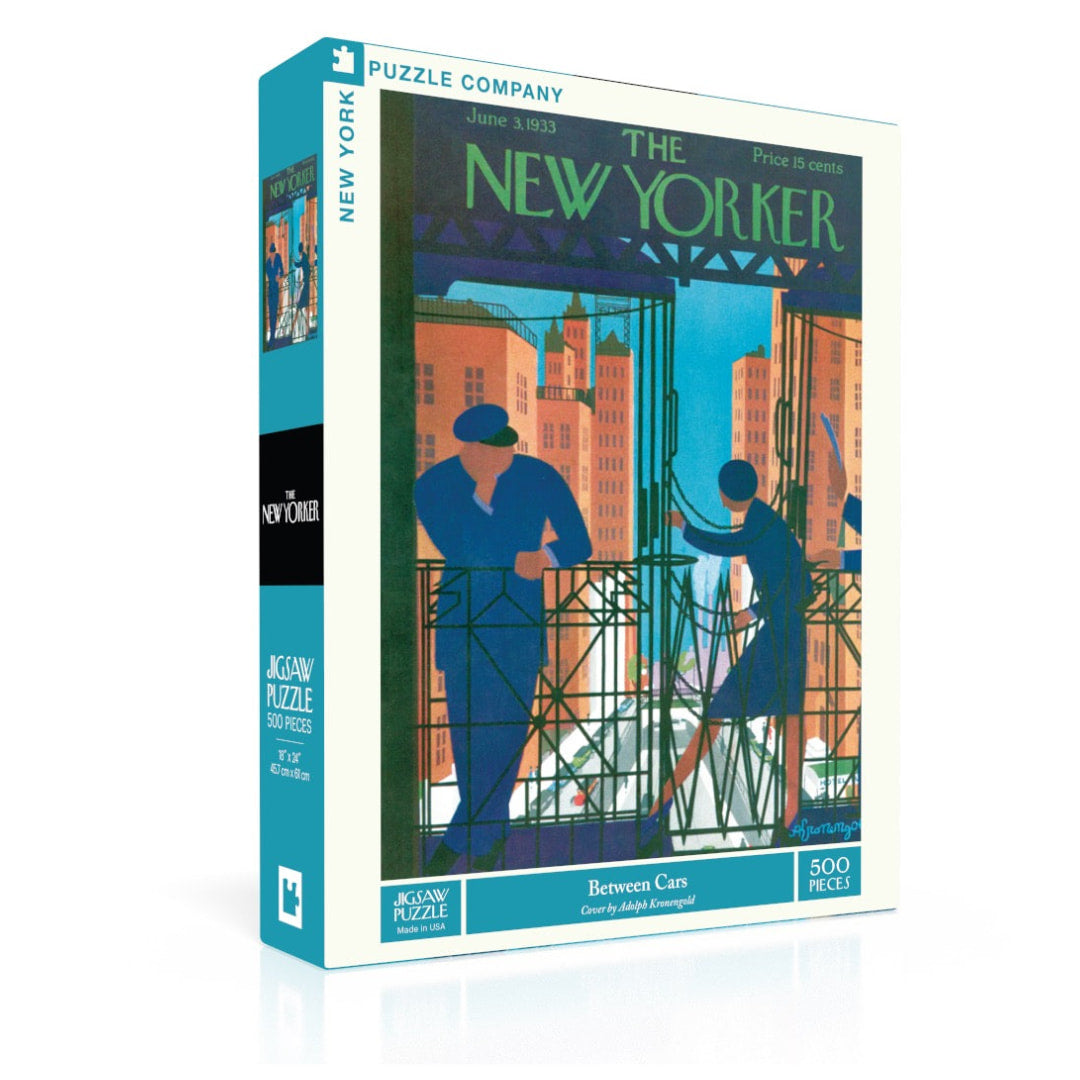 New York Puzzle Company - Between Cars 500 Piece Puzzle - The Puzzle Nerds 